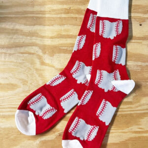 Ohio Shaped Red Baseball Socks